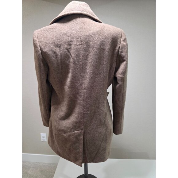 Womens Medium Brown Wool-Blend Coat With Decorative Buttons & Two Side Pockets - Picture 7 of 13